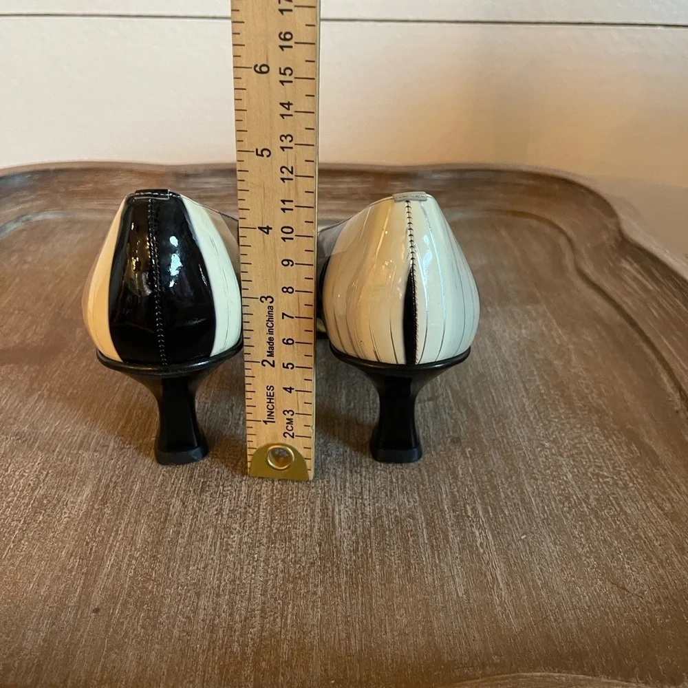 Lily of Florence by Renzo Fontanelli Italian Vintage Black White Heels Size 6.5